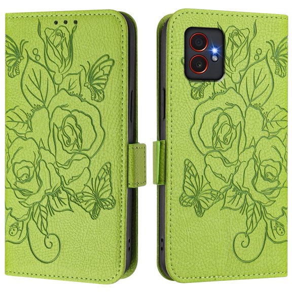 Case Compatible With Samsung Xcover 7 Pro,PU Leather Phone Case Kickstand Blocking Flip Case Card Slots Wrist Strap Relief Engraved Pattern Magnetic Closure Folio Case-B1