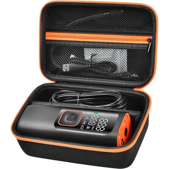 Case Compatible with Skight/for VacLife/for Hafuloky/for ILTIDE/for Teffim/for UABRLA Tire Inflator Portable Air Compressor, Car Air Pump Storage Holder for Air Tube & Accessories (Box Only) - Black