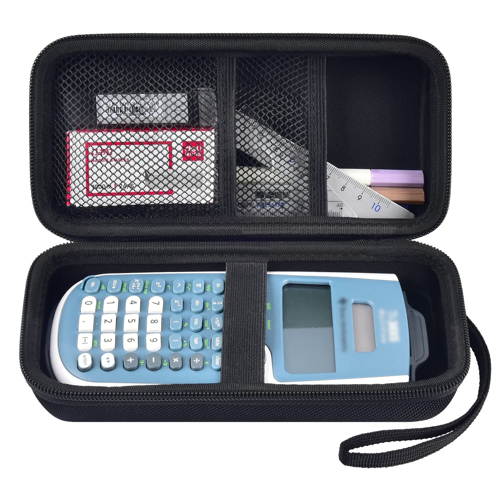 Case Compatible with Texas Instruments Ti-30xs for MultiView Scientific Calculator, Storage Holder Organizer Bag with Mesh Pocket (Box Only) - Black