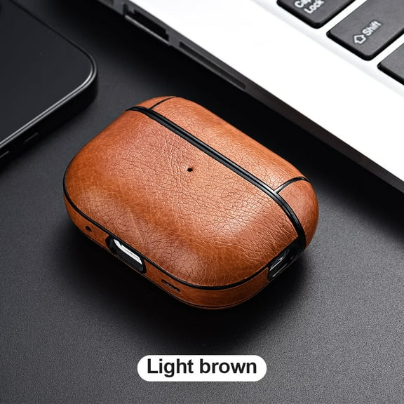 Case Compatible With Pods Pro 2 PU Leather Protection in Light Brown