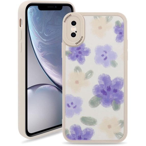 Case Compatible for iPhone Xs Max, Spring Flower Floral Design for Women Girl Shockproof TPU Bumper Cover for iPhone Xs Max (6.5 inch), Purple Flower