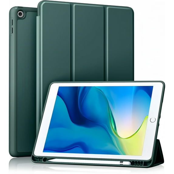 Case Compatible with iPad 10.2 Inch 2021/2020/2019, Case for iPad 9th/8th/7th Generation with Pencil Holder, Protective with Soft TPU Back, Auto Sleep/Wake Cover
