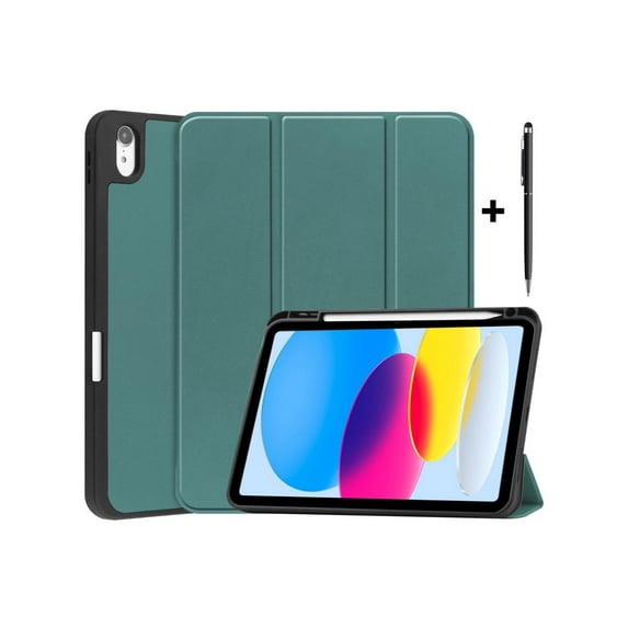 Case Compatible with iPad 10th Generation 10.9 Inch 2022 with Pencil Holder, Protective Stand Cover with Soft Back, Auto Sleep/Wake + Universal Stylus Pen