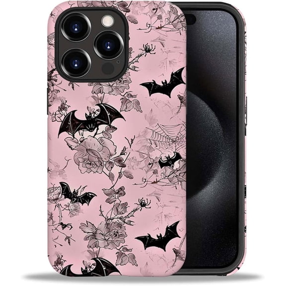 Case Compatible with iPhone 11 Pro Max, Halloween Flowers Bat Spider Girl Hybrid 2-Layer Hard Shell + Silicone Protective Case -Scratch-Resistant Shockproof for iPhone 11 Pro Max