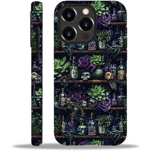 Case Compatible with iPhone 11 Pro Max, Skeleton Potion Bottles and Meaty Bookshelves Phone case, Hybrid Double-Layer Protection for Women Girls, Shockproof Fingerprint Resistant Design