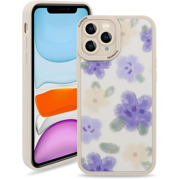 Case Compatible for iPhone 11 Pro Max, Spring Flower Floral Design for Women Girl Shockproof TPU Bumper Cover for iPhone 11 Pro Max (6.5 inch), Purple Flower