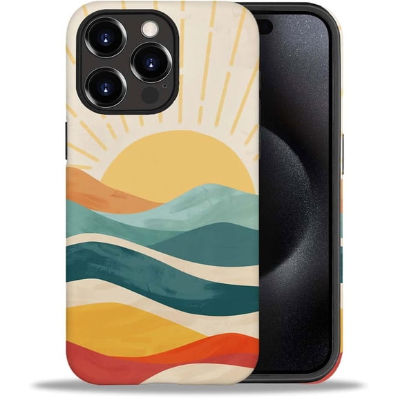 Case Compatible with iPhone 11 Pro Max, Sunrise Mountain Peak Girl Hybrid 2-Layer Hard Shell + Silicone Protective Case -Scratch-Resistant Shockproof for iPhone 11 Pro Max