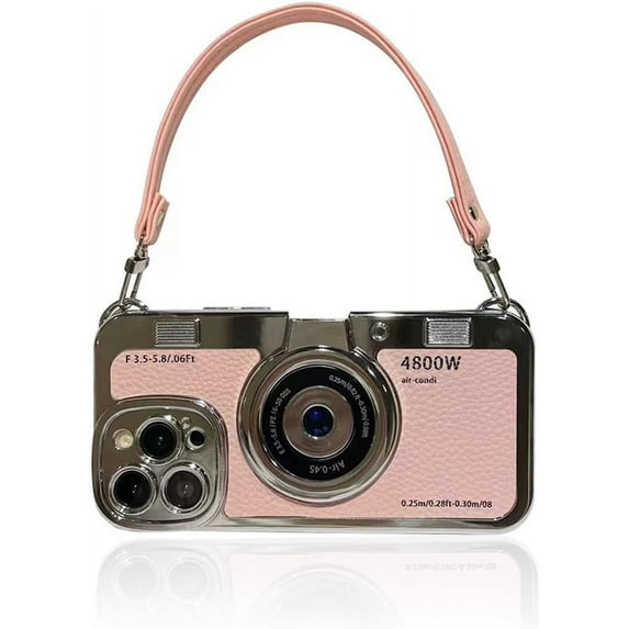 Case Compatible with iPhone 12,Cute 3D Vintage Camera Phone Case with Hand Strap Unique Cool Silicone TPU Case Shockproof Protective Case Women Girls for iPhone 12