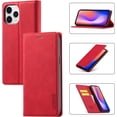 thumbnail image 1 of Case Compatible with iPhone 12 Mini 5.4 inch 2020, Vintage Classic Matte Leather Wallet Case Flip Notebook Style Cover with Magnetic Closure Kickstand Card Slots - Red, 1 of 15
