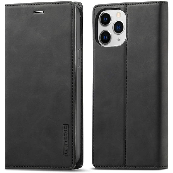 Case Compatible with iPhone 12 Mini 5.4 inch 2020, Vintage Classic Matte Leather Wallet Case Flip Notebook Style Cover with Magnetic Closure Kickstand Card Slots - Black