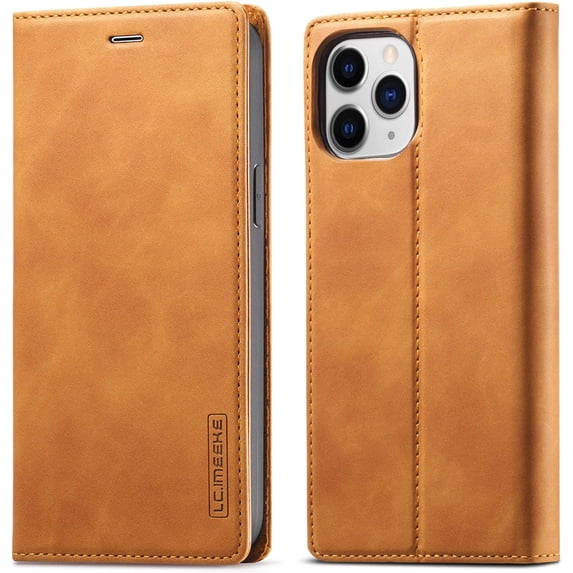 Case Compatible with iPhone 12 Pro Max 6.7 inch 2020, Vintage Classic Matte Leather Wallet Case Flip Notebook Style Cover with Magnetic Closure Kickstand Card Slots - Brown