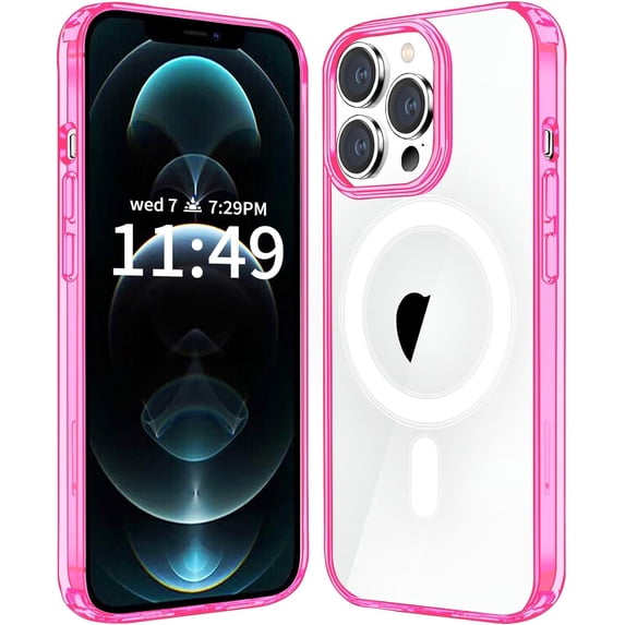 Case Compatible with iPhone 12 Pro Max Case, Compatible with MagSafe Wireless Charging, Transparent Anti-Scratch Back Shockproof Protective Slim Thin Phone Case Cover, Translucent Pink
