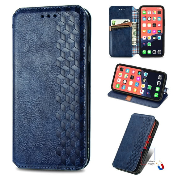 Case Compatible for iPhone 13 Pro 2021(6.1 inch), Allytech Magnetic Closure Flip PU Leather Wallet Case with Card Slots Folio Kickstand Protective Case for iPhone 13 Pro 5G, Blue