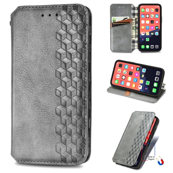 Case Compatible for iPhone 13 Pro Max 2021(6.7 inch), Allytech Magnetic Closure Flip PU Leather Wallet Case with Card Slots Folio Kickstand Protective Case for iPhone 13 Pro Max 5G, Gray