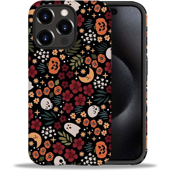 Case Compatible with iPhone 13 Pro Max, Halloween Floral Print Girl Hybrid 2-Layer Hard Shell + Silicone Protective Case -Scratch-Resistant Shockproof for iPhone 13 Pro Max