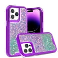 thumbnail image 1 of Case Compatible for iPhone 14 Plus, Bling Sparkly Two-color Glitter Drip Luxury Shiny Sparker Shell, Protective 3 Layer Hybrid Anti-Slick Slim Soft Shockproof Anti-fall Cover,H, 1 of 14