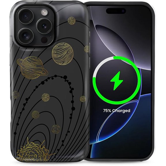 Case Compatible with iPhone 14 Pro [Compatible with MagSafe] Hybrid 2-Layer Hard Shell Protection Case, Shockproof Protective Magnetic Cover for iPhone 14 Pro, Planetary Motion