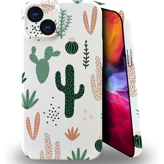 Case Compatible with iPhone 15 Plus, Cactus Case for iPhone 15 Plus for Boys Girls, Full Coverage Pattern Design Shockproof Case for iPhone 15 Plus 6.1-inch