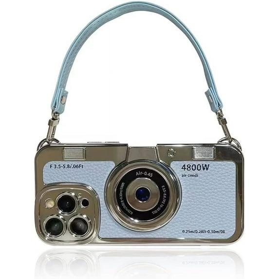 Case Compatible with iPhone 15 Plus,Cute 3D Vintage Camera Phone Case with Hand Strap Unique Cool Silicone TPU Case Shockproof Protective Case Women Girls for iPhone 15 Plus