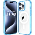 thumbnail image 1 of Case Compatible with iPhone 15 Pro Max Case, Compatible with MagSafe Wireless Charging, Transparent Anti-Scratch Back Shockproof Protective Slim Thin Phone Case Cover, Translucent Blue, 1 of 16