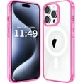 thumbnail image 1 of Case Compatible with iPhone 15 Pro Max Case, Compatible with MagSafe Wireless Charging, Transparent Anti-Scratch Back Shockproof Protective Slim Thin Phone Case Cover, Translucent Pink, 1 of 16