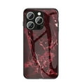 thumbnail image 1 of Case Compatible with iPhone 16 Pro, Marble Pattern Temepered Glass Design Scratch-Resistant, TPU Bumper Shock-Proof Anti-Drop Protection, Frame Slightly Convex Protection Case, Dark Red, 1 of 9