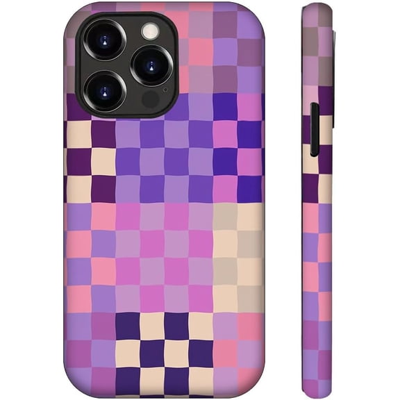 Case Compatible with iPhone 16 Pro Max Checkered Colorful Phone Case for Girl Women Boy, Scratch-Resistant Shockproof Case for iPhone 16 Pro Max-Checkered Pink