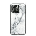 thumbnail image 1 of Case Compatible with iPhone 16 Pro Max, Marble Pattern Temepered Glass Design Scratch-Resistant, TPU Bumper Shock-Proof Anti-Drop Protection, Frame Slightly Convex Protection Case, White, 1 of 9