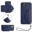 thumbnail image 1 of Case Compatible with iPhone 16, Wallet with Credit Card Holder Lanyard Premium PU Leather Magnetic Clasp Kickstand Heavy Duty Protective Flip Case Cover for iPhone 16, Blue, 1 of 9