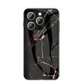 thumbnail image 1 of Case Compatible with iPhone 16e, Marble Pattern Temepered Glass Design Scratch-Resistant, TPU Bumper Shock-Proof Anti-Drop Protection, Frame Slightly Convex Protection Case, Gold Black, 1 of 9