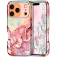 thumbnail image 1 of Case Compatible with iPhone 17 Pro Max Case 6.9 Inch 2025, Marble Pattern 3 in 1 Heavy Duty Shockproof Full Body Rugged Hard PC+Soft Silicone Drop Protective Women Girl Phone Cases, Rose Gold, 1 of 5