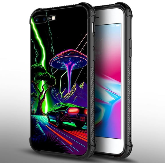 Case Compatible with iPhone 7/8/SE2/SE3, Alien Night Back+Soft Silicone Acrylic TPU Design Shock Fall Prevention Protective Case for iPhone 7/8/SE2/SE3
