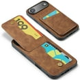 thumbnail image 1 of Case Compatible with iPhone Air with PU Leather Back + TPU Frame, Card Slot with RFID Blocking Kickstand Classic Slim Fit Phone Cover Designed for iPhone Air - Brown, 1 of 8