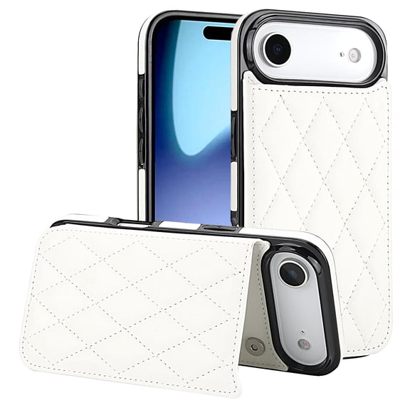 Case Compatible with iPhone Air, Stylish Card Slots Kickstand PU Leather Back Case Magnetic Closure RFID Blocking Drop Protective Shockproof Cover for iPhone Air, White