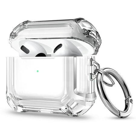 Case Compatible with Airpods 3 2021, Clear Soft Cover Skin Protector with Carabiner, Shockproof Protective Case Fit for Airpods 3rd Gen Charging Case