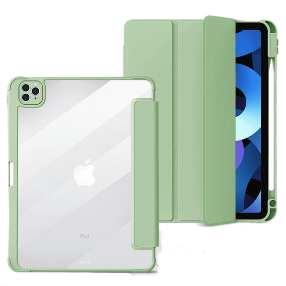 Case Compatible with IPad2017/18(9.7Inch）, Soft TPU Cover Trifold Stand with Pencil Holder, Auto Wake/Sleep, Green