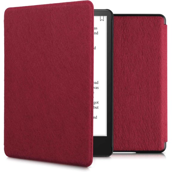 Case Compatible with Kindle Paperwhite 11. Generation 2021 - Book Style Felt Fabric Protective e-Reader Cover - Dark Red