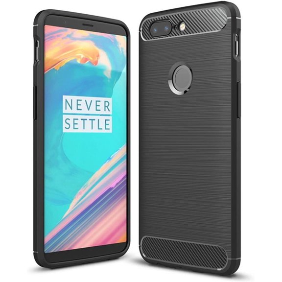 Case Compatible with Oneplus 5t, Carbon Fiber Shock Absorption Slim Case, Black