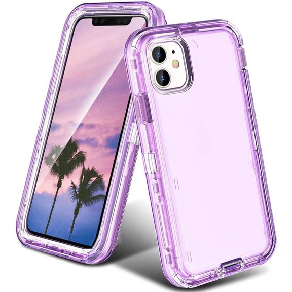 Case Compatible with iPhone 11 11 Pro 11 Pro MAX Use Anti Shock 3 in 1 360 Full Body (Purple, iPhone 11)