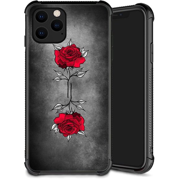 Case Compatible with iPhone 11,Pattern Plexiglass Cover for Boys Girls,Shockproof Anti-Scratch Drop Protection,Roses