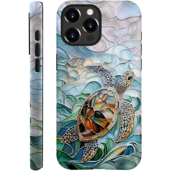 Case Compatible with iPhone 11 Pro Max, Fall Prevention Hybrid 2-Layer Hard Shell Phone Cover for Girls Boys, Oceans Turtle Sea