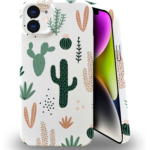 Case Compatible with iPhone 13, Cactus Case for iPhone 13 for Boys Girls, Full Coverage Pattern Design Shockproof Case for iPhone 13 6.1-inch