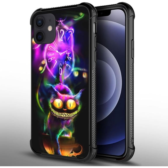 Case Compatible with iPhone 13, Cheshire Cat Back+Soft Silicone Acrylic TPU Design Shock Fall Prevention Protective Case for iPhone 13