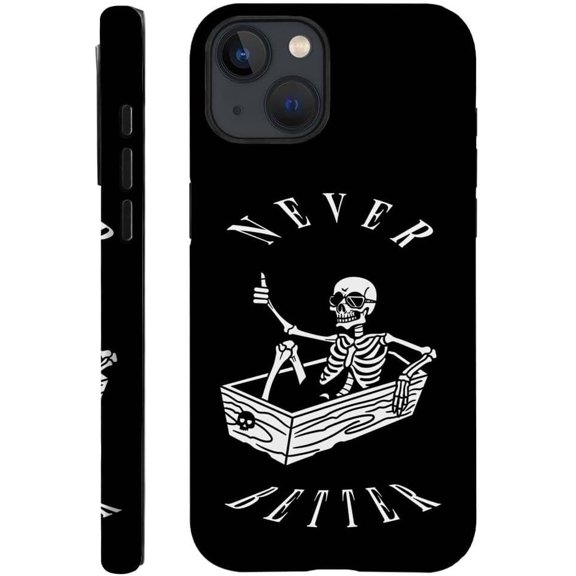 Case Compatible with iPhone 13, Fall Prevention Hybrid 2-Layer Hard Shell Cases for Girls Boys, Skull Never Better Artwork