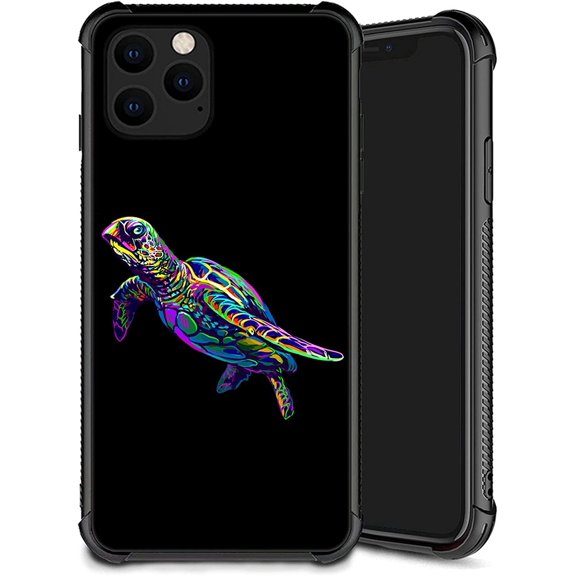Case Compatible with iPhone 13,Pattern Plexiglass Cover for Boys Girls,Shockproof Anti-Scratch Drop Protection,Color Turtle