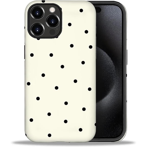 Case Compatible with iPhone 13 Pro,Girl Hybrid 2-Layer Hard Shell + Silicone Protective Case -Scratch-Resistant Shockproof- Black and White Dots