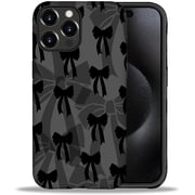 Case Compatible with iPhone 14 Pro,Girl Hybrid 2-Layer Hard Shell + Silicone Protective Case -Scratch-Resistant Shockproof- Black Bow Shadow