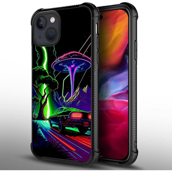 Case Compatible with iPhone 15, Alien Night Back+Soft Silicone Acrylic TPU Design Shock Fall Prevention Protective Case for iPhone 15
