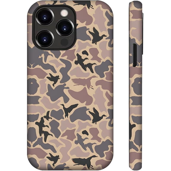 Case Compatible with iPhone 15, Duck Camo Camouflage Hybrid 2 Layer Hard Shell Silicone Protective Pattern Design for Girls Boy Women Men