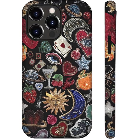 Case Compatible with iPhone 15, Moon and Stars Vintage Phone Case for Girl Women, Durable Protection Case